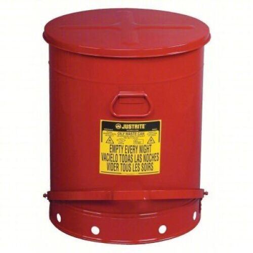 DESCRIPTION: (1) OILY WASTE CAN BRAND/MODEL: JUSTRITE #5AT31* INFORMATION: RED SIZE: 21 GAL CAP RETAIL$: $203.64 EA QTY: 1