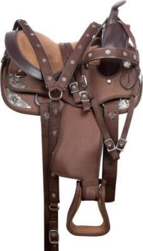 WESTERN PONY SADDLE SET WITH SILVER CRYSTALS