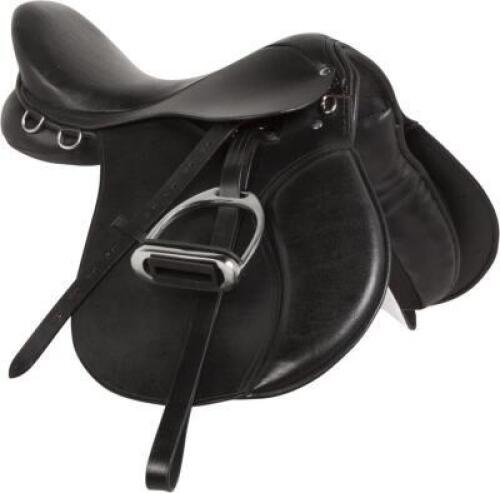 BLACK LEATHER SHOW JUMPING ENGLISH SADDLE PACKAGE