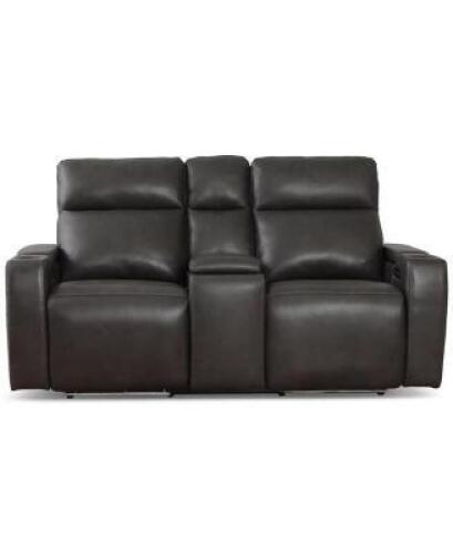 GREYMEL 74" ZERO GRAVITY LEATHER LOVESEAT WITH CONSOLE AND POWER HEADRESTS