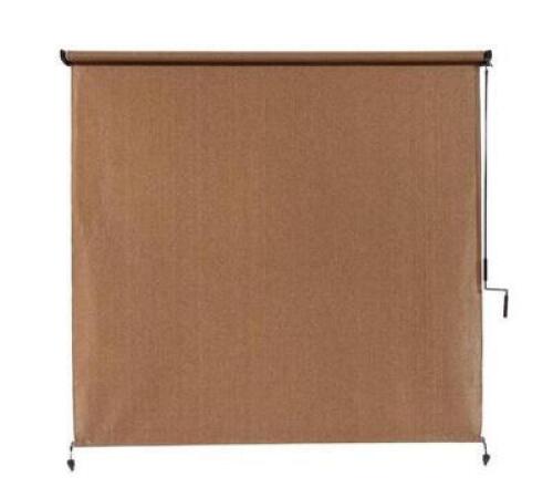 WALNUT CORDLESS UV BLOCKING FADE RESISTANT FABRIC EXTERIOR ROLLER SHADE 72 IN. W X 96 IN. L
