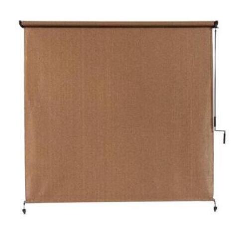 WALNUT CORDLESS UV BLOCKING FADE RESISTANT FABRIC EXTERIOR ROLLER SHADE 72 IN. W X 96 IN. L