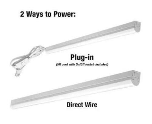 4 FT. GARAGE LED LINKABLE STRIP LIGHT FIXTURE PLUG-IN OR HARDWIRE 1800LM 20W BRIGHT WHITE 4000K 5FT. POWER CORD