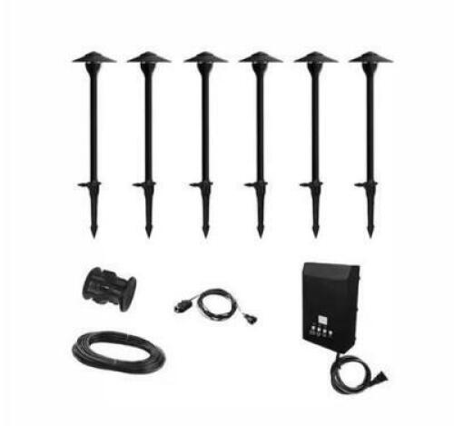 552 LUMEN LOW VOLTAGE INTEGRATED LED BLACK OUTDOOR LANDSCAPE PATH LIGHT KIT (6-PACK)