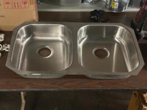 TWO COMPARTMENT STAINLESS STEEL SINK