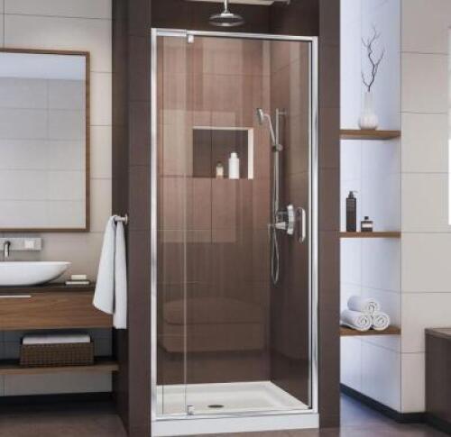 32-36 IN. W X 72 IN. H SEMI-FRAMELESS PIVOT SHOWER DOOR IN CHROME