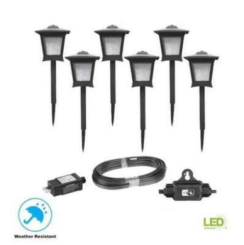 MIRAMAR 28 LUMEN LOW VOLTAGE BLACK INTEGRATED LED OUTDOOR LANDSCAPE PATH LIGHT KIT (6-PACK)