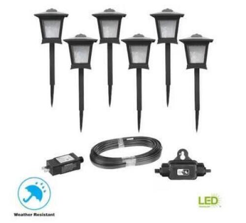 MIRAMAR 28 LUMEN LOW VOLTAGE BLACK INTEGRATED LED OUTDOOR LANDSCAPE PATH LIGHT KIT (6-PACK)