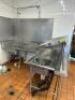 96" X 50" L SHAPED STAINLESS SOIL TABLE W/ RISER. W/ SINK AND SPRAY STATION - 2