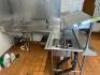 96" X 50" L SHAPED STAINLESS SOIL TABLE W/ RISER. W/ SINK AND SPRAY STATION - 3