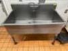 50" TWO WELL STAINLESS PREP SINK W/ FAUCET.