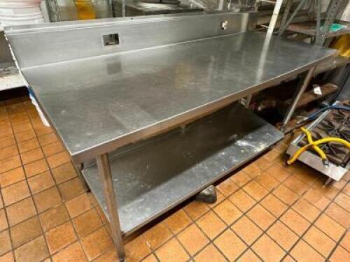 72" X 30" STAINLESS TABLE W/ 4" BACK SPLASH