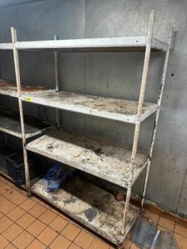 (3) 48" X 24" FOUR TIER METAL SHELVES.