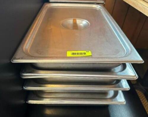 (4) FULL SIZE STAINLESS INSERTS W/ LIDS