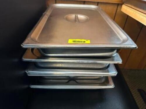 (4) FULL SIZE STAINLESS INSERTS W/ LIDS
