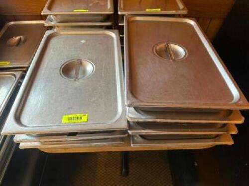 (7) FULL SIZE STAINLESS INSERTS W/ LIDS