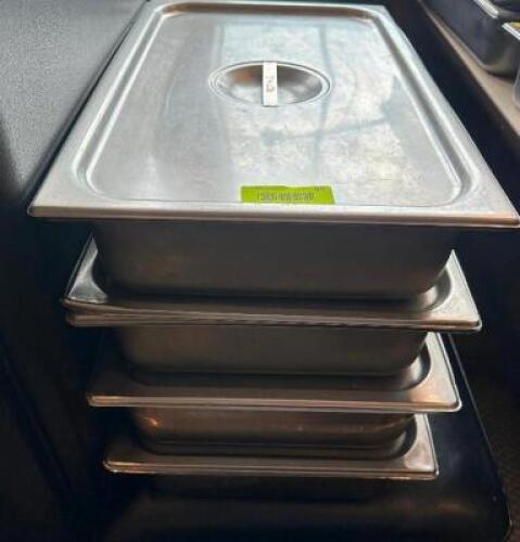 (4) FULL SIZE STAINLESS INSERTS W/ LIDS