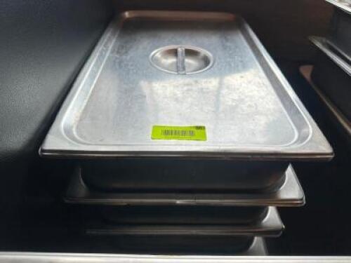 (4) FULL SIZE STAINLESS INSERTS W/ LIDS