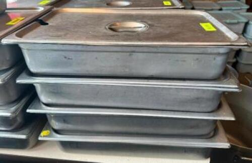 (4) FULL SIZE STAINLESS INSERTS W/ LIDS