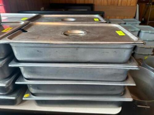 (4) FULL SIZE STAINLESS INSERTS W/ LIDS