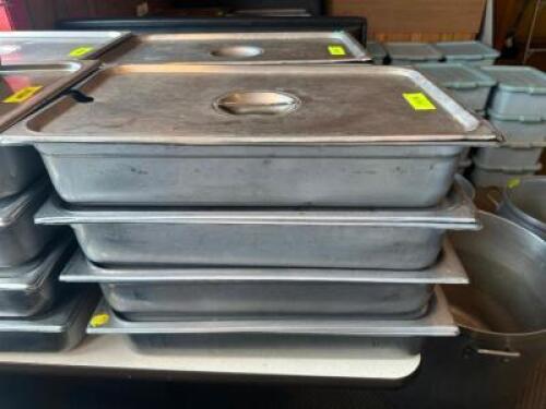 (4) FULL SIZE STAINLESS INSERTS W/ LIDS