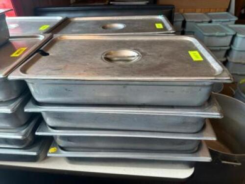 (4) FULL SIZE STAINLESS INSERTS W/ LIDS