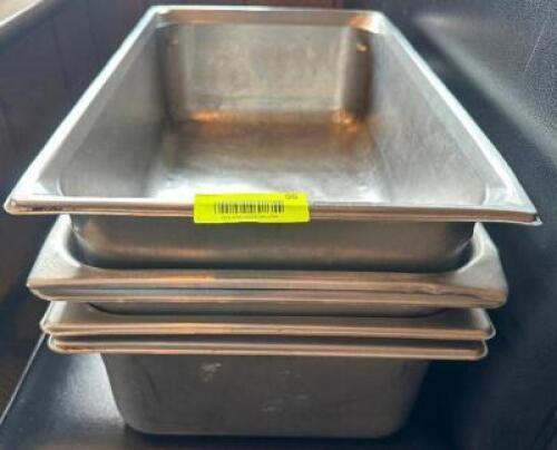 (4) FULL SIZE STAINLESS. NO LIDS