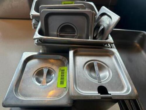 (1) LOT OF MISC. STAINLESS INSERTS AND LIDS.