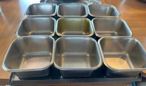 (9) GROUP STAINLESS SAUCE CUPS W/ TRAY.