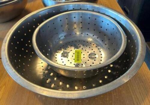 (2) STAINLESS COLANDERS.