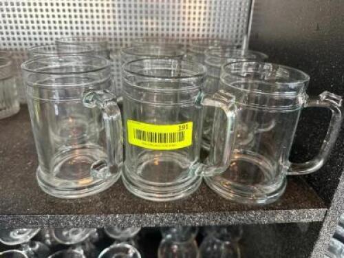 (9) GLASS BEER MUGS