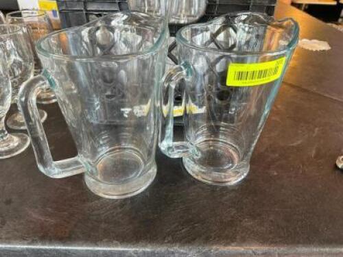 (2) 64 OZ GLASS BEER PITCHERS