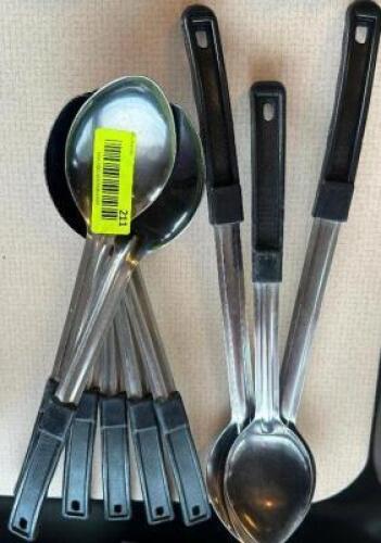 (8) STAINLESS SERVING SPOONS