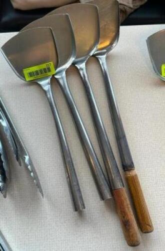 (4) STAINLESS WOK LADLES