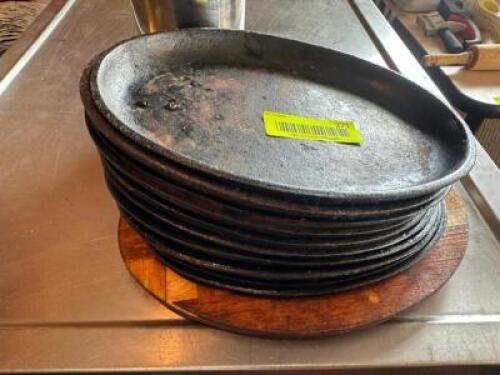 (10) 9" CAST IRON SKILLET PLATES.