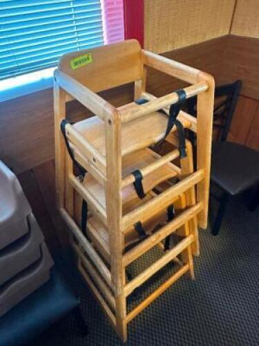 (3) WOODEN HIGH CHAIRS.