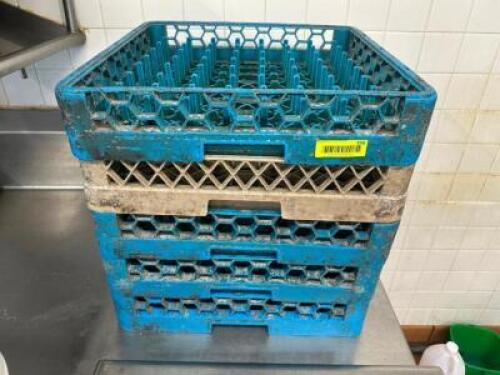 (4) PLASTIC GLASS RACKS,