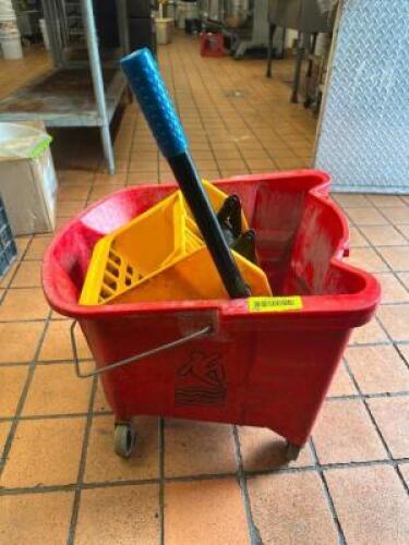 RED MOP BUCKET AND WRINGER.