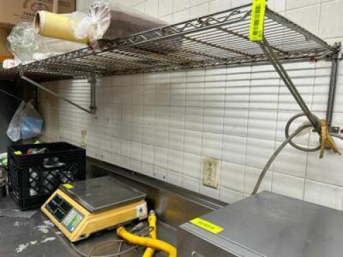 (2) 48" WALL MOUNTED WIRE SHELVES.