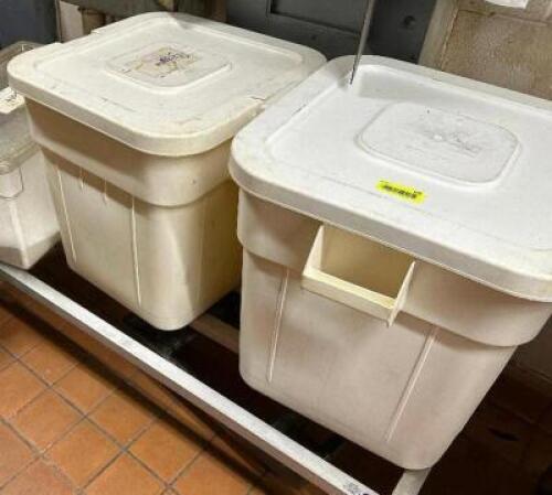 (2) 30 GALLON PLASTIC INGREDIENTS BIN W/ LIDS.