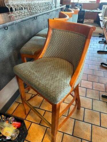 (4) 30" WOODEN AND UPHOLSTERED BAR STOOL.