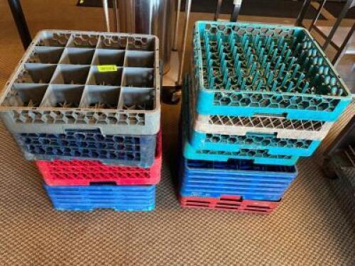 (10) ASSORTED PLASTIC GLASS RACKS