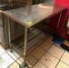 50" STAINLESS TABLE WITH WIRE UNDERSHELF ON CASTERS