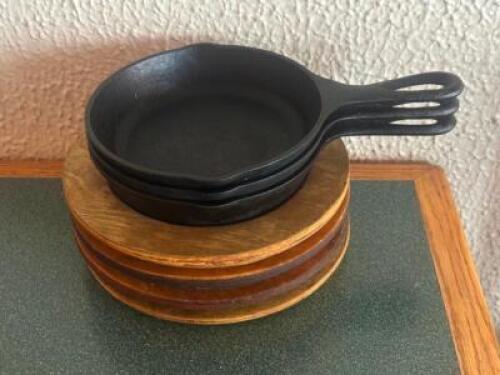 (3) - CAST IRON SERVING PLATES
