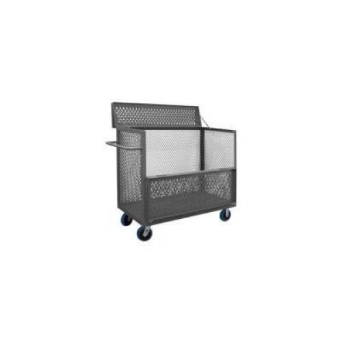 DESCRIPTION: (1) MESH LOCKING STORAGE CART BRAND/MODEL: DURHAM INFORMATION: STEEL, GRAY, DIAMOND MESH, FLIP DOWN TOP PORTION SIZE: 48" X 24" X 46" RET