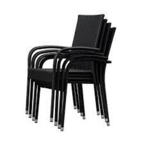 DESCRIPTION: (4) WICKER STACKING CHAIRS BRAND/MODEL: BALKANI HOME INFORMATION: MORGAN COLLECTION, BLACK RETAIL$: $209.85 TOTAL QTY: 4