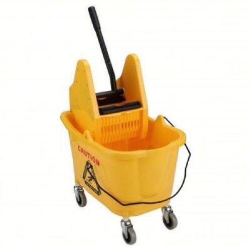 DESCRIPTION: (1) PLASTIC MOP BUCKET AND WRINGER BRAND/MODEL: TOUGH GUY #2PYH5 INFORMATION: YELLOW SIZE: 8-3/4 GALLON RETAIL$: $122.13 QTY: 1
