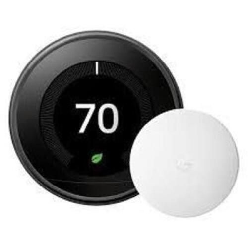 DESCRIPTION: (1) LEARNING THERMOSTAT AND TEMPERATURE SENSOR BRAND/MODEL: GOOGLE NEST INFORMATION: COMES WITH TWO TEMPERATURE SENSORS RETAIL$: $299.00