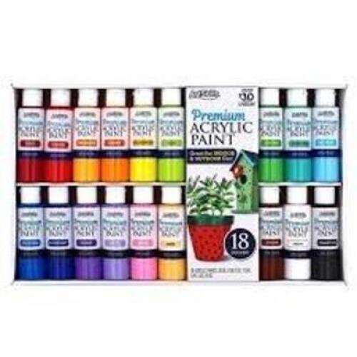DESCRIPTION: (1) SET OF (18) ACRYLIC PAINT SET BRAND/MODEL: ARTSKILLS INFORMATION: 18 COLORS RETAIL$: $25.00 EA QTY: 1