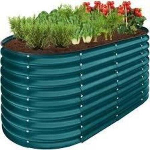 DESCRIPTION: (1) METAL OVAL GARDEN BED PLANTER BOX BRAND/MODEL: BESTCHOICE #SKY6816 INFORMATION: GREEN METAL SIZE: 4X2X2 RETAIL$: $49.99 EA QTY: 1